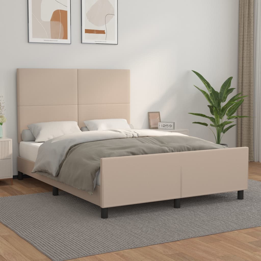 Vetonek Estructura cama sin colchón cuero sintético capuchino 140x190cm