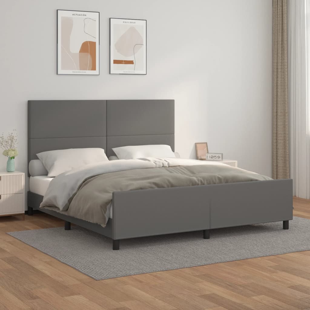 Vetonek Estructura de cama sin colchón cuero sintético gris 160x200 cm