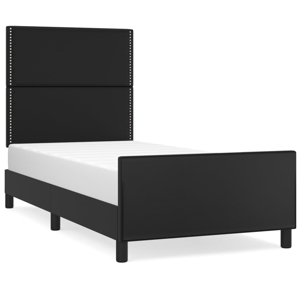 Estructura de cama sin colchón cuero sintético negro 80x200 cm - Vetonek