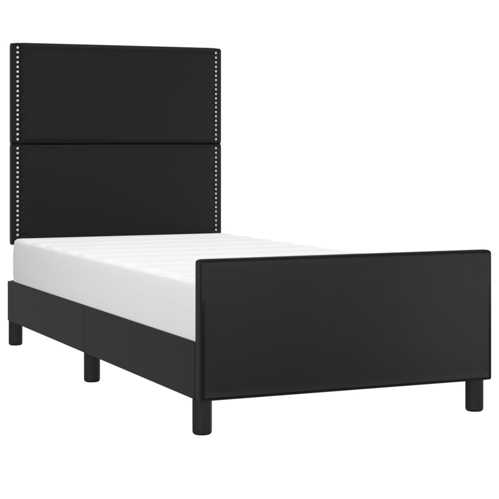 Estructura de cama sin colchón cuero sintético negro 80x200 cm - Vetonek