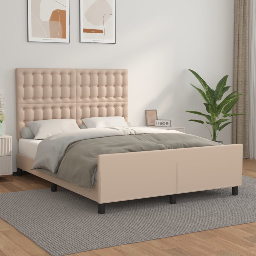 Vetonek Estructura cama sin colchón cuero sintético capuchino 140x190cm