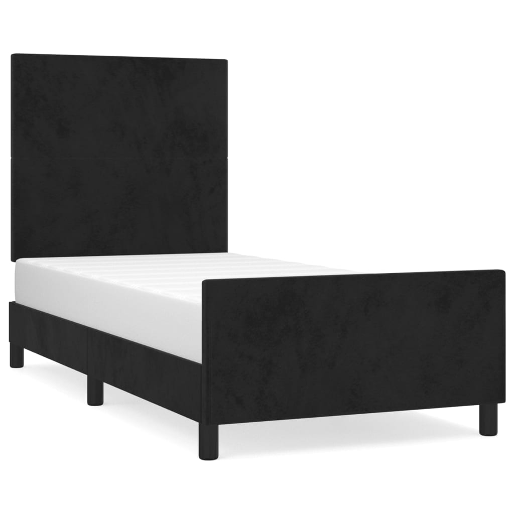 Vetonek Estructura de cama sin colchón terciopelo negro 90x190 cm