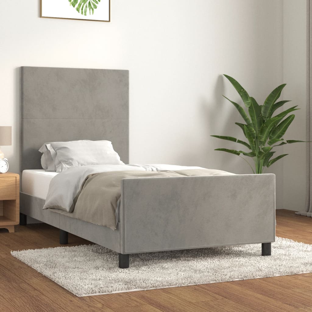 Vetonek Estructura de cama sin colchón terciopelo gris claro 100x200 cm