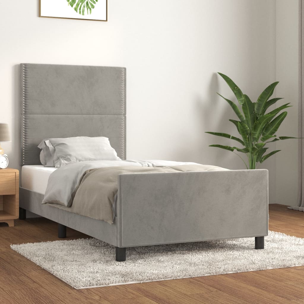 Vetonek Estructura de cama sin colchón terciopelo gris claro 80x200 cm