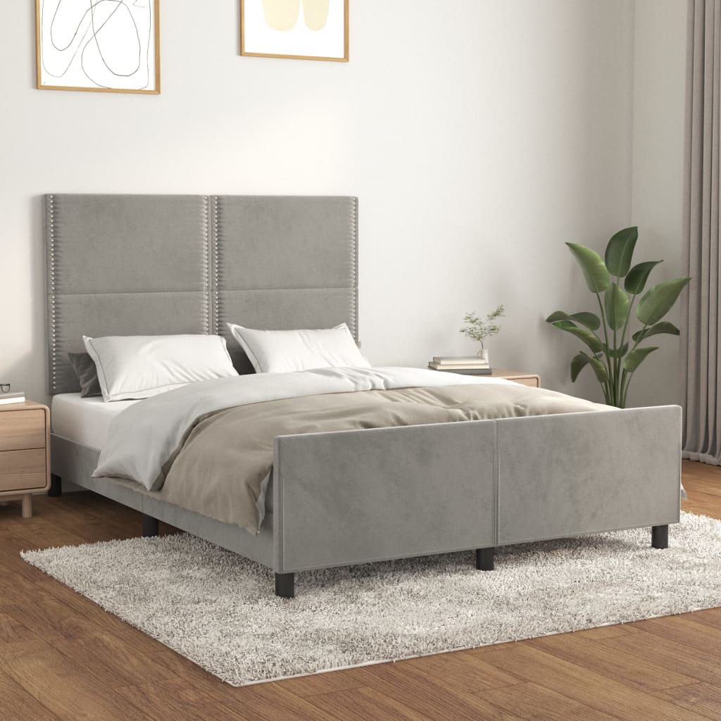 Vetonek Estructura de cama sin colchón terciopelo gris claro 140x190 cm