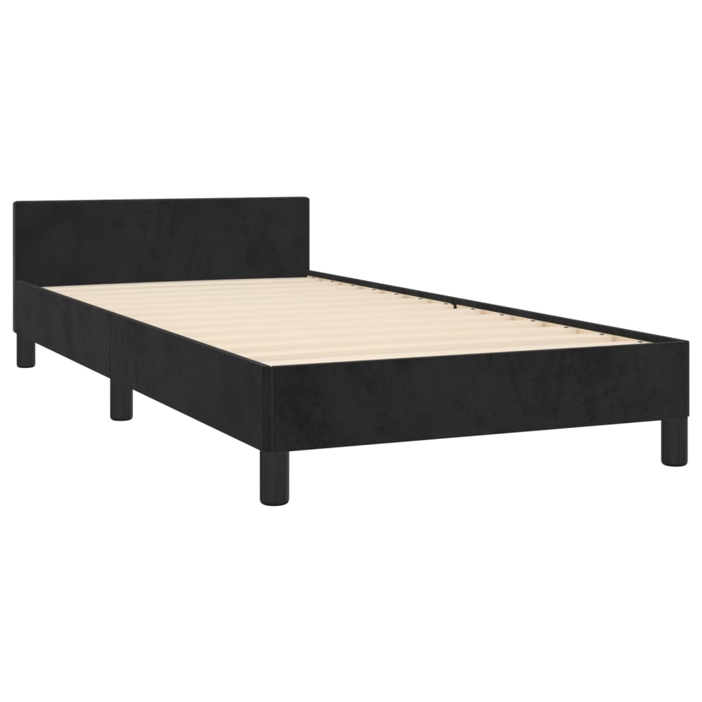 Estructura de cama sin colchón terciopelo negro 90x190 cm - Vetonek