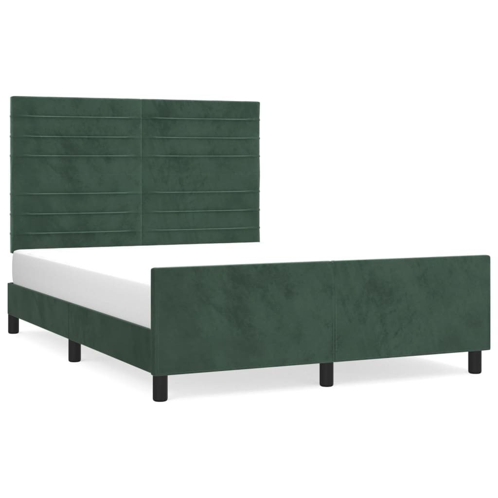 Estructura cama con cabecero terciopelo verde oscuro 140x200 cm