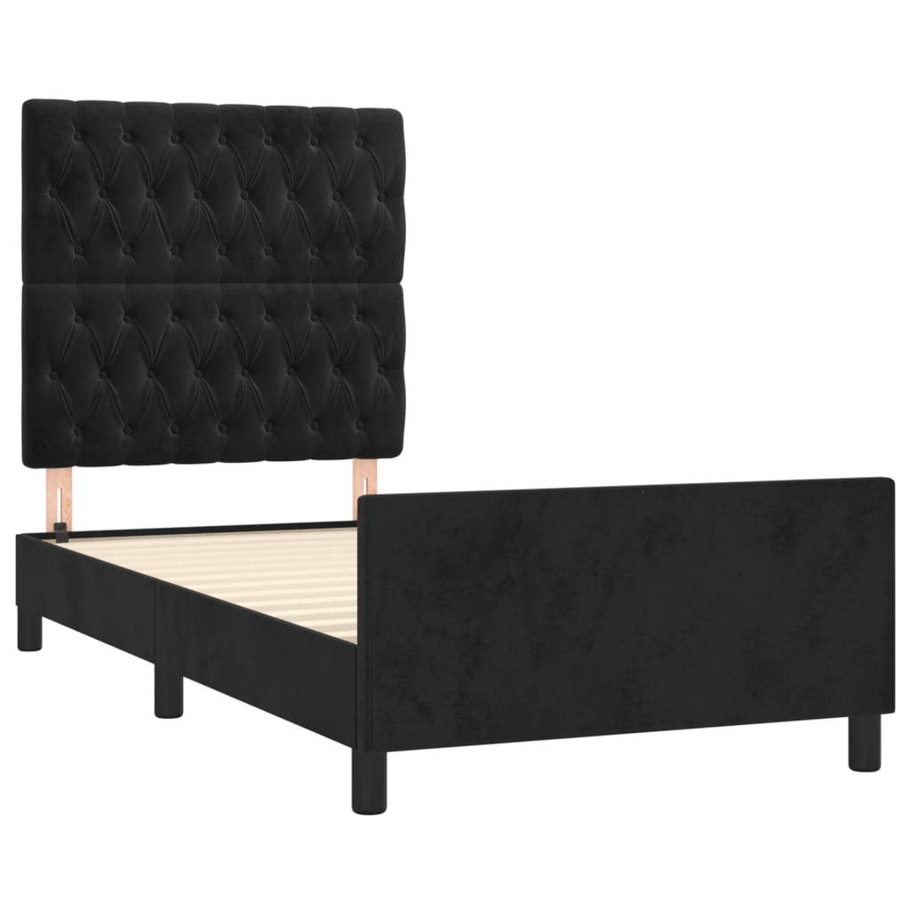 Estructura de cama sin colchón terciopelo negro 90x190 cm v4015 - Vetonek