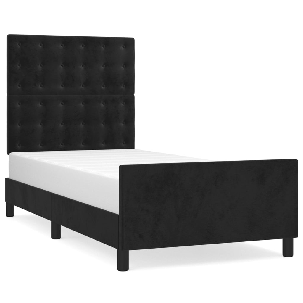 Vetonek Estructura de cama sin colchón terciopelo negro 90x190 cm
