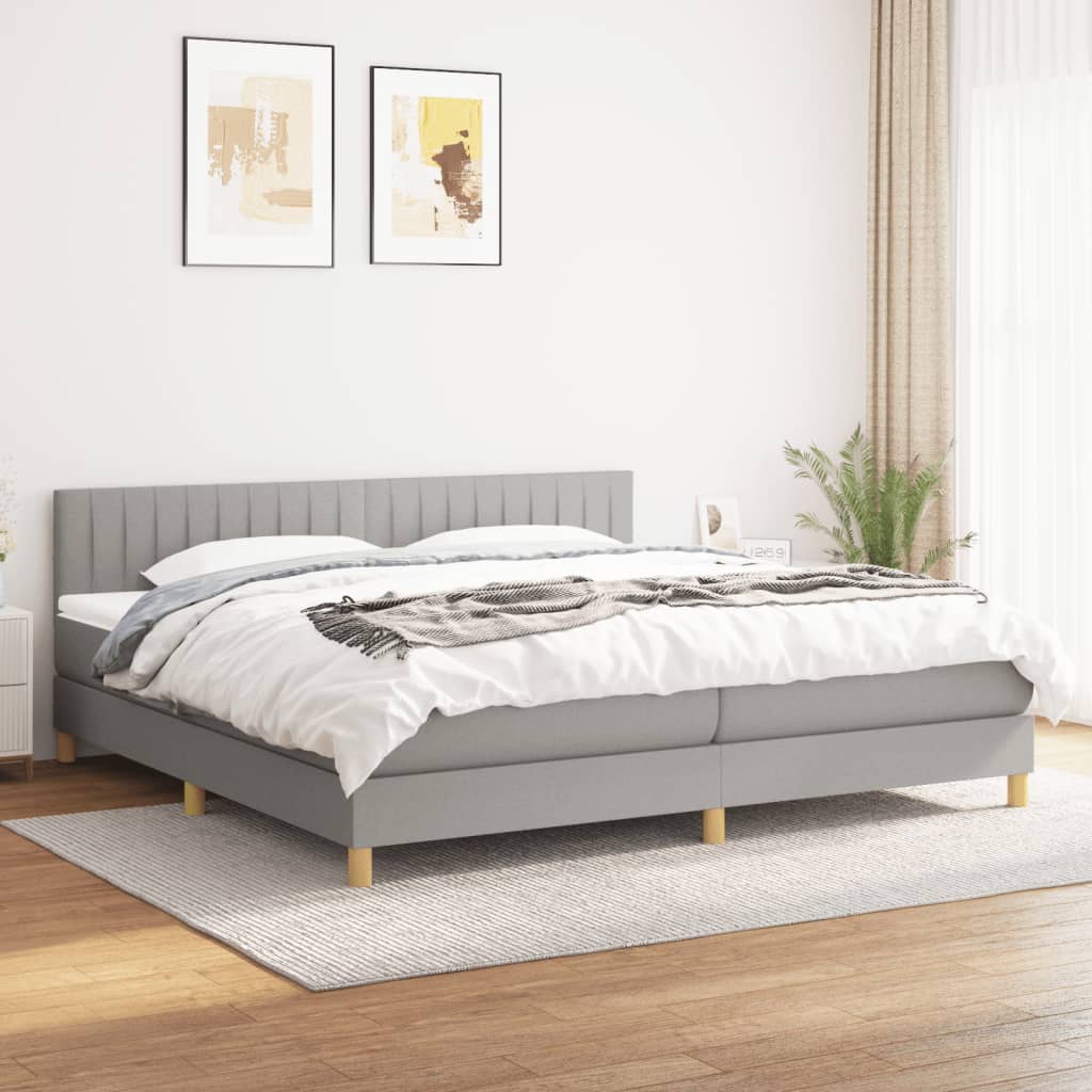Cama box spring com colchão de tecido cinza claro 200x200 cm V4656 Vetonek