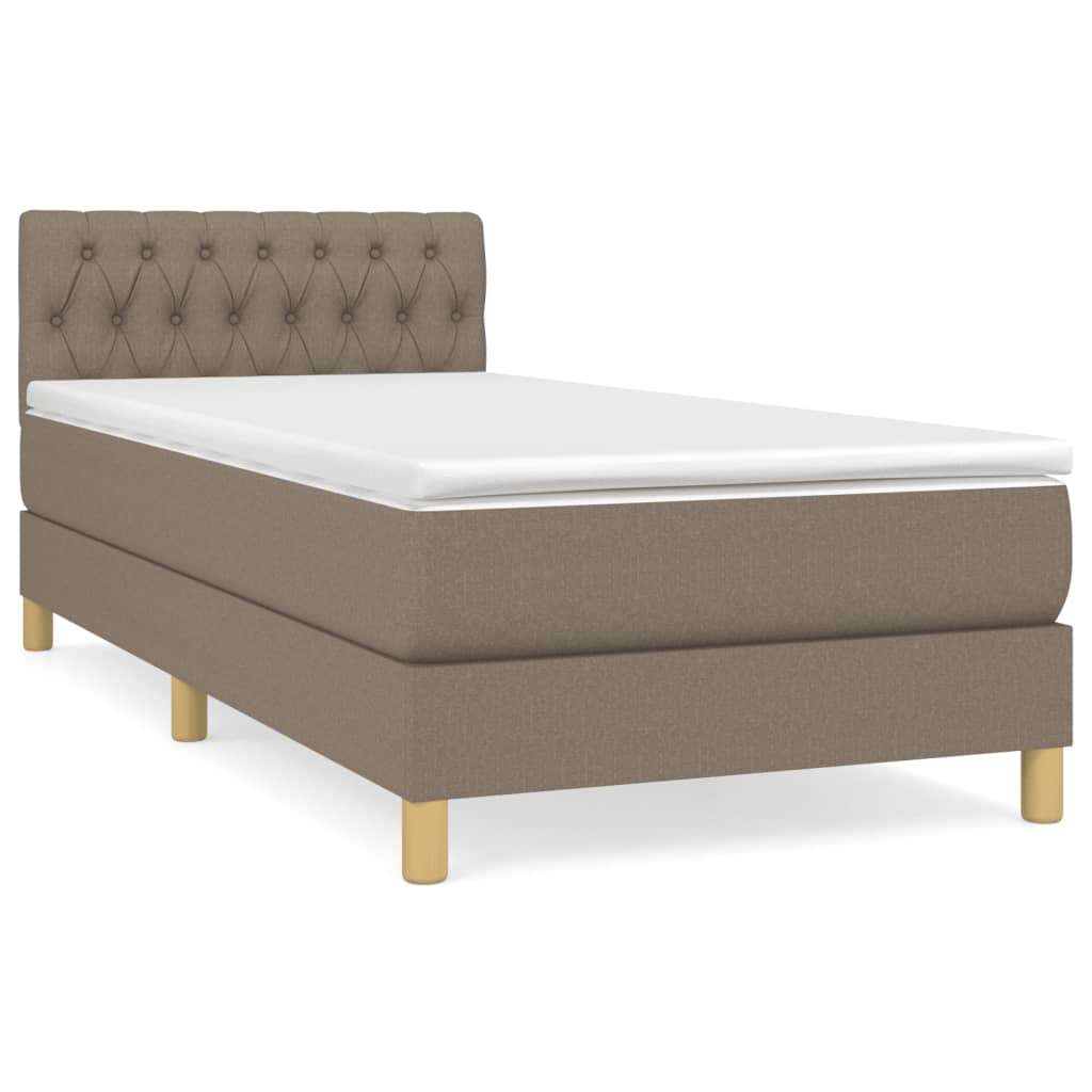 Cama box spring com colchão de tecido cinza taupe 90x200 cm V4939 Vetonek