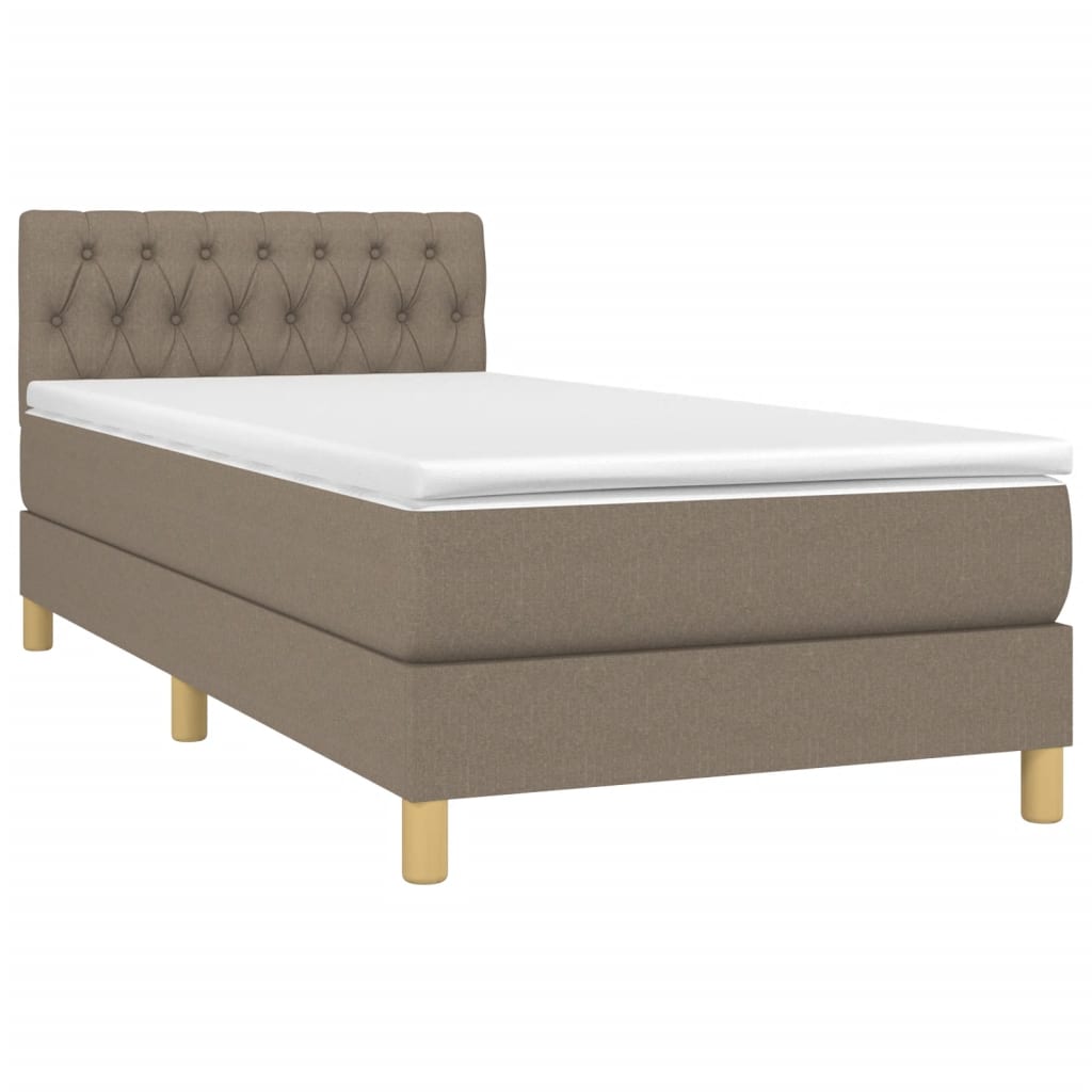 Cama box spring com colchão de tecido cinza taupe 90x200 cm V4939 Vetonek