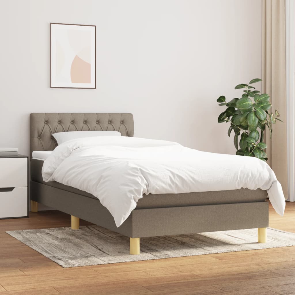 Cama box spring com colchão de tecido cinza taupe 90x200 cm V4939 Vetonek