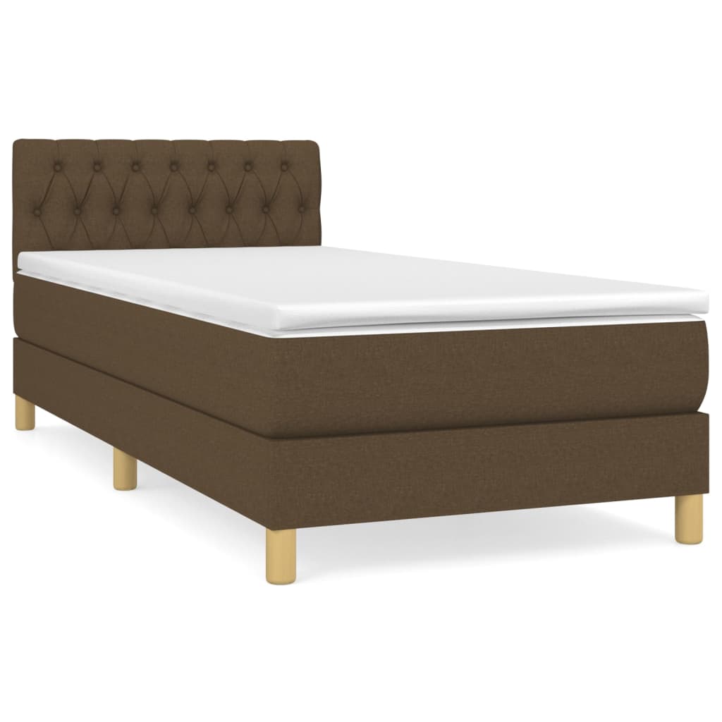 Cama box spring com colchão de tecido marrom escuro 100x200 cm V5004 Vetonek