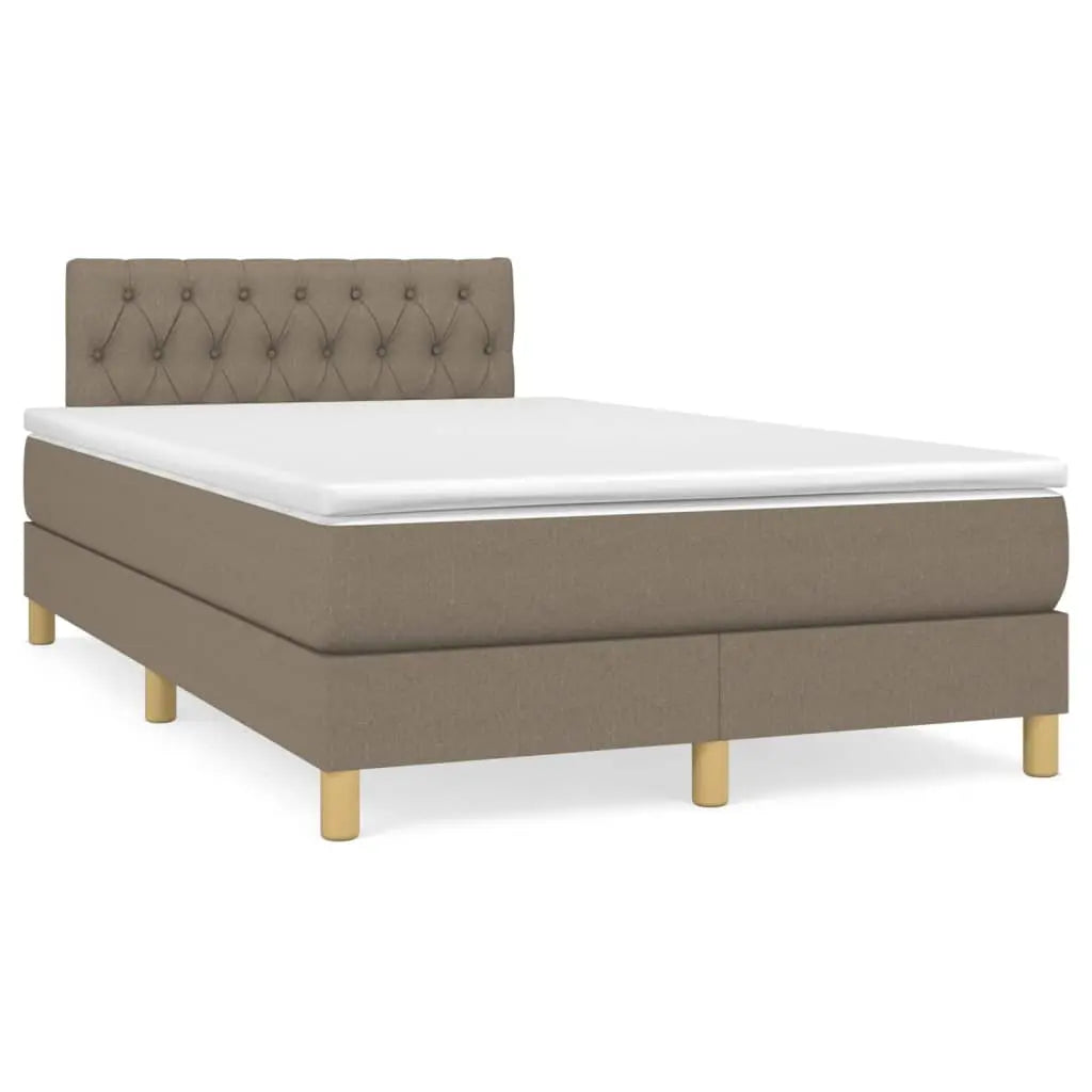 Cama box spring con colchón tela gris taupe 120x200 cm V5097 Vetonek
