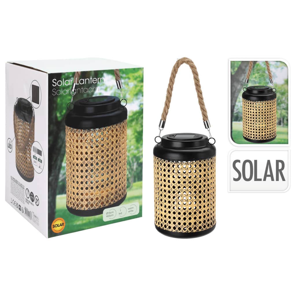 ProGarden Farol solar LED con asa 15x23 cm