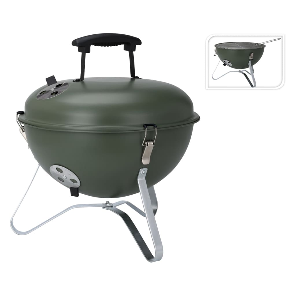 ProGarden Barbacoa con forma esférica verde oliva 37 cm