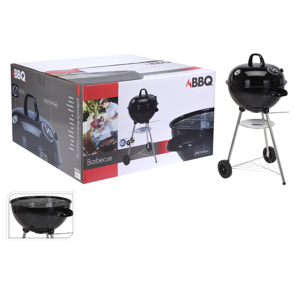 ProGarden Barbacoa con forma esférica negro vidaXL