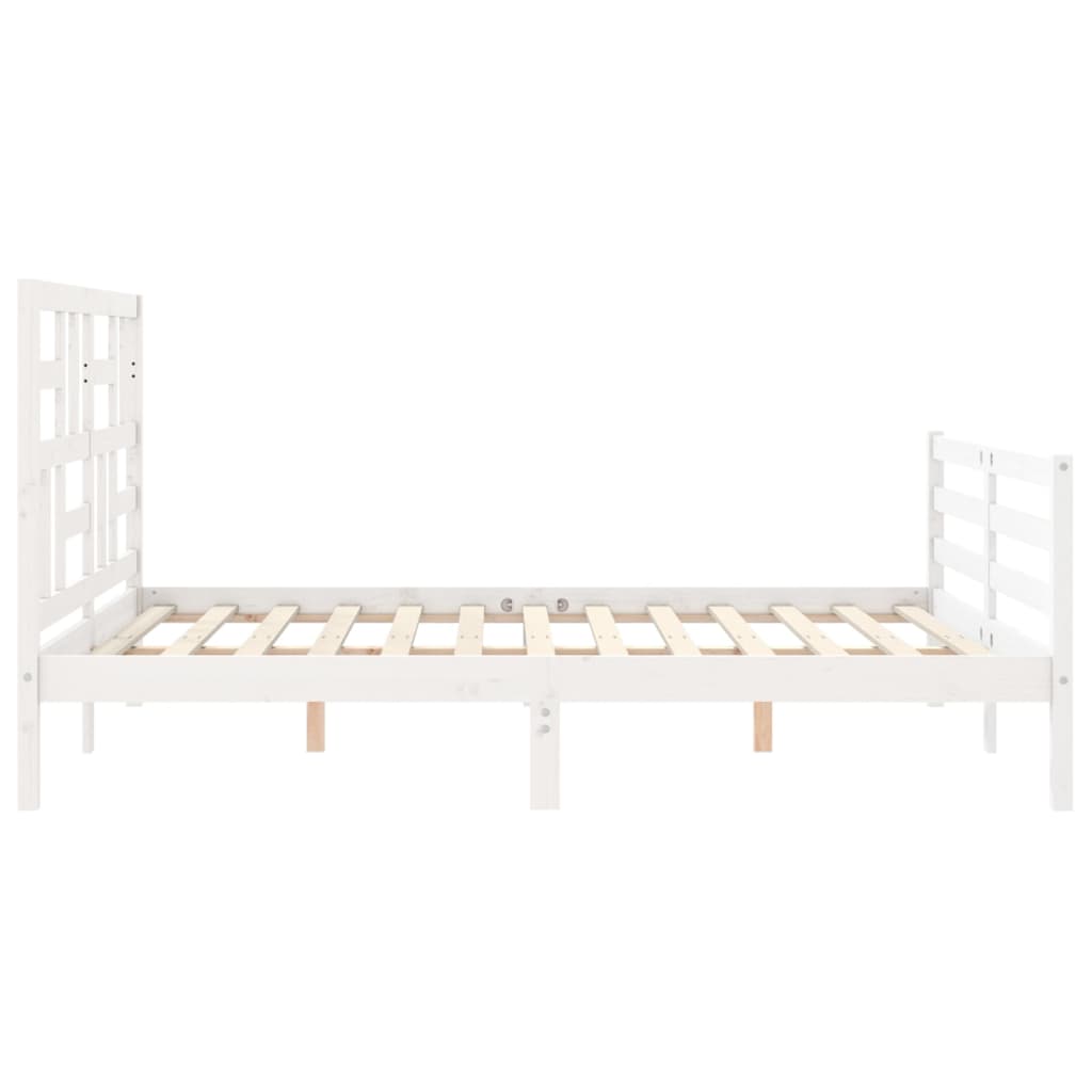 Estructura de cama matrimonio con cabecero madera maciza blanco vidaXL