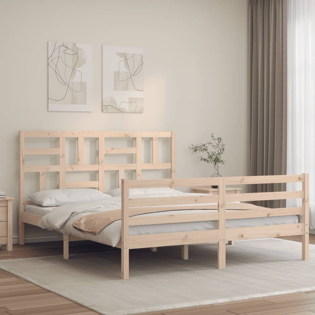 Vetonek Estructura de cama con cabecero madera maciza 160x200 cm