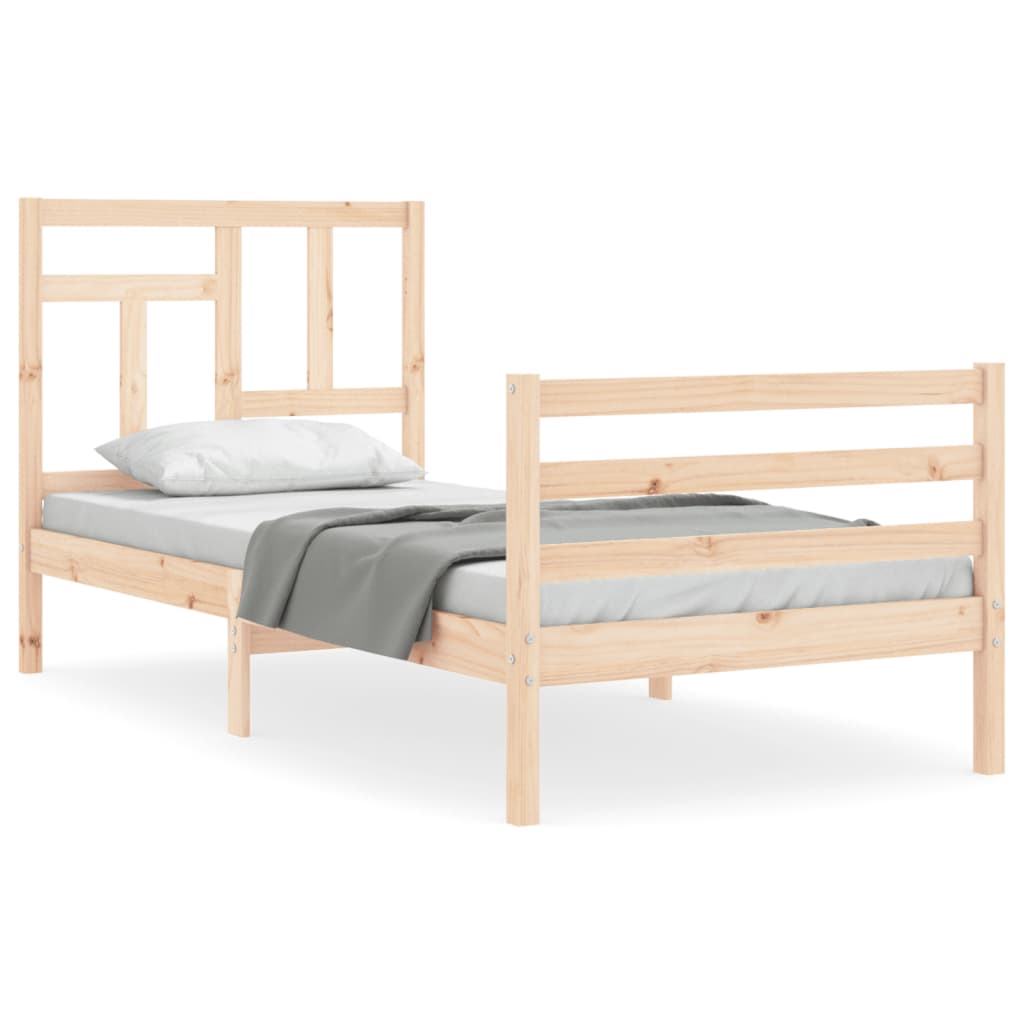 Estructura de cama individual con cabecero madera maciza vidaXL