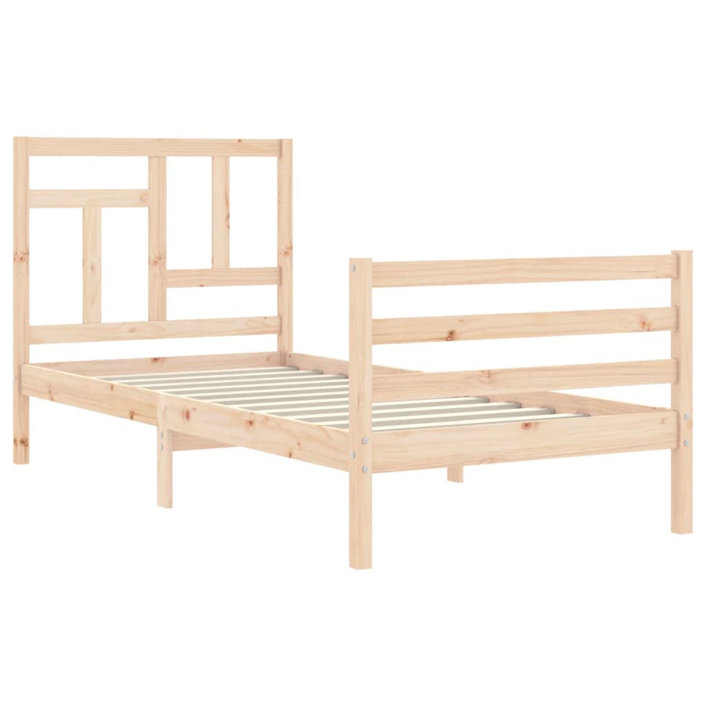 Estructura de cama individual con cabecero madera maciza vidaXL