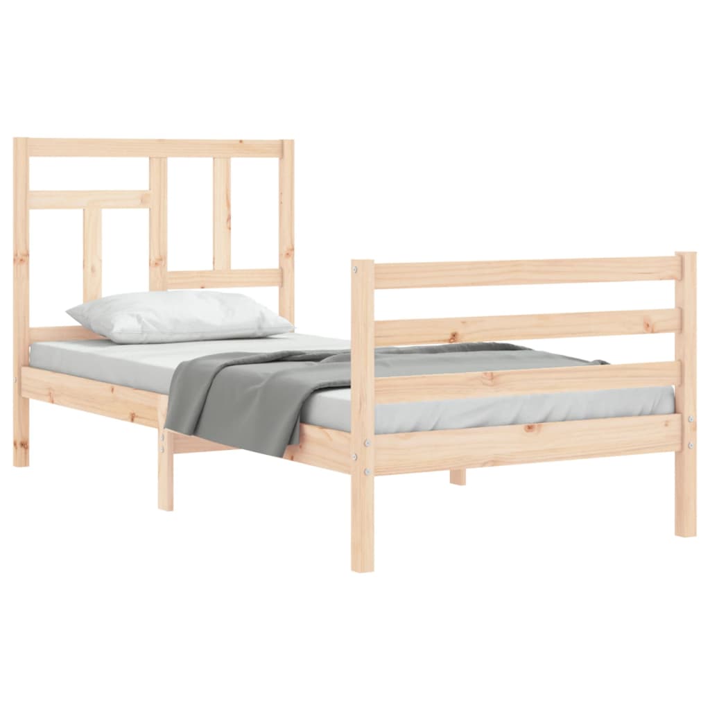 Estructura de cama individual con cabecero madera maciza vidaXL