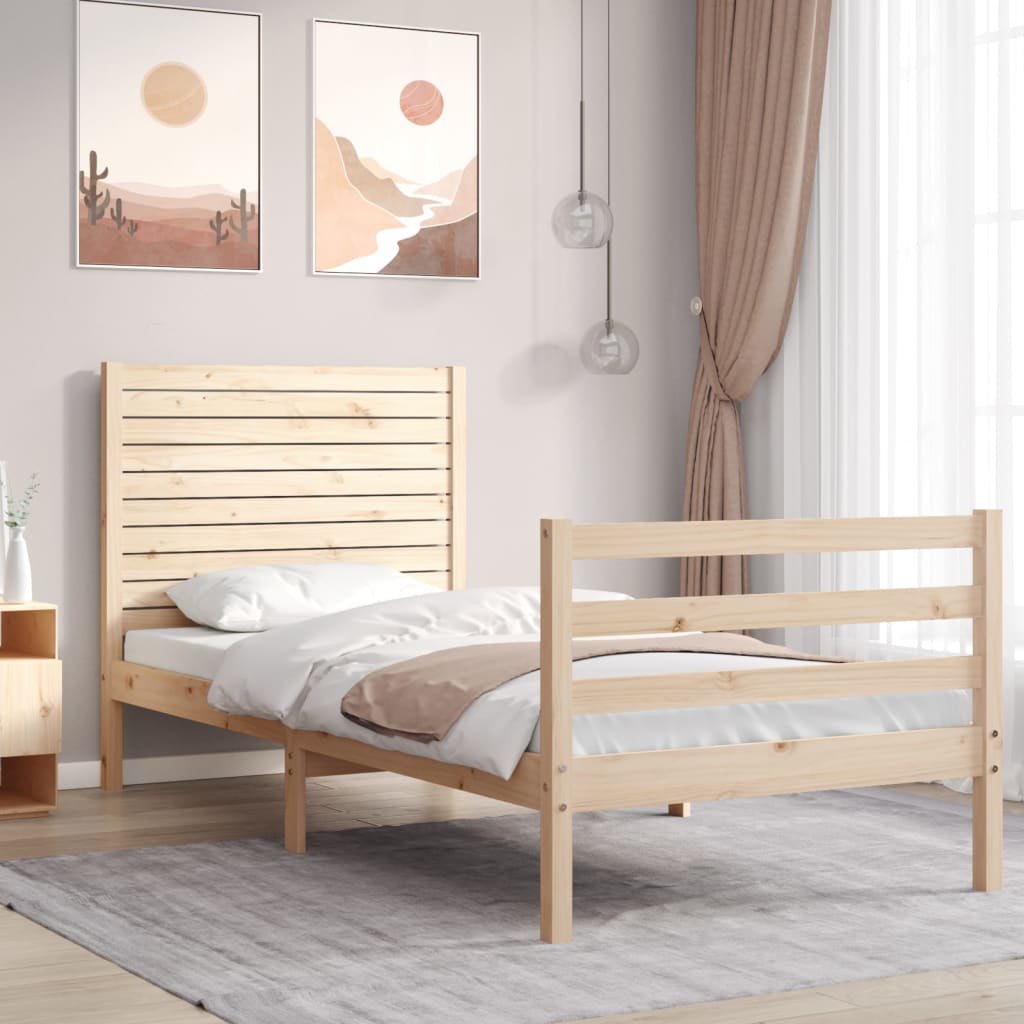 Vetonek Estructura de cama individual con cabecero madera maciza