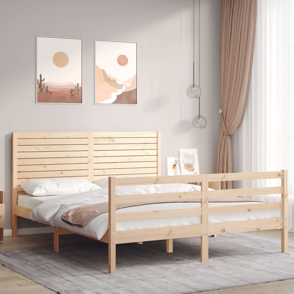 Estructura de cama con cabecero madera maciza 160x200 cm vidaXL