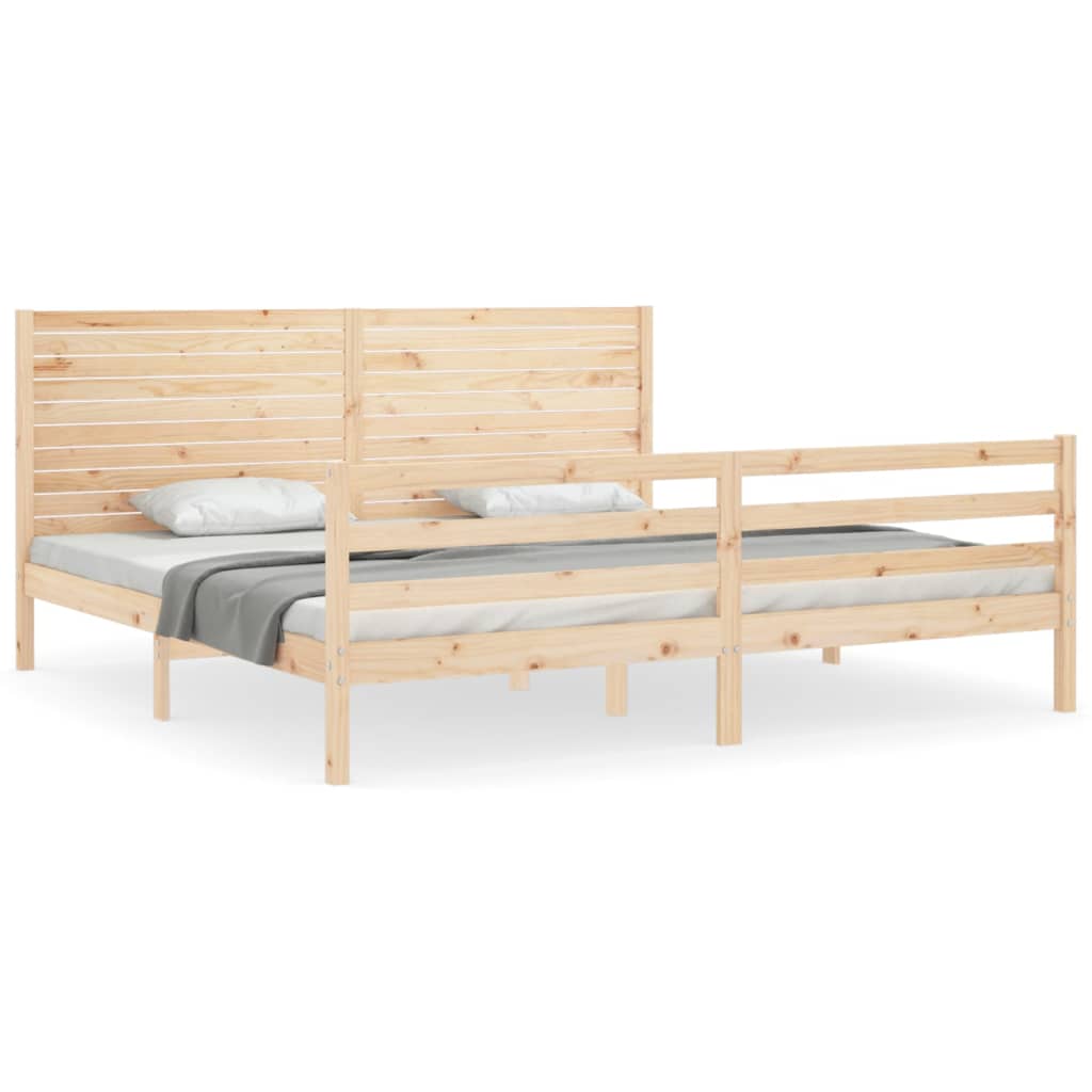 Estructura de cama de matrimonio con cabecero madera maciza vidaXL