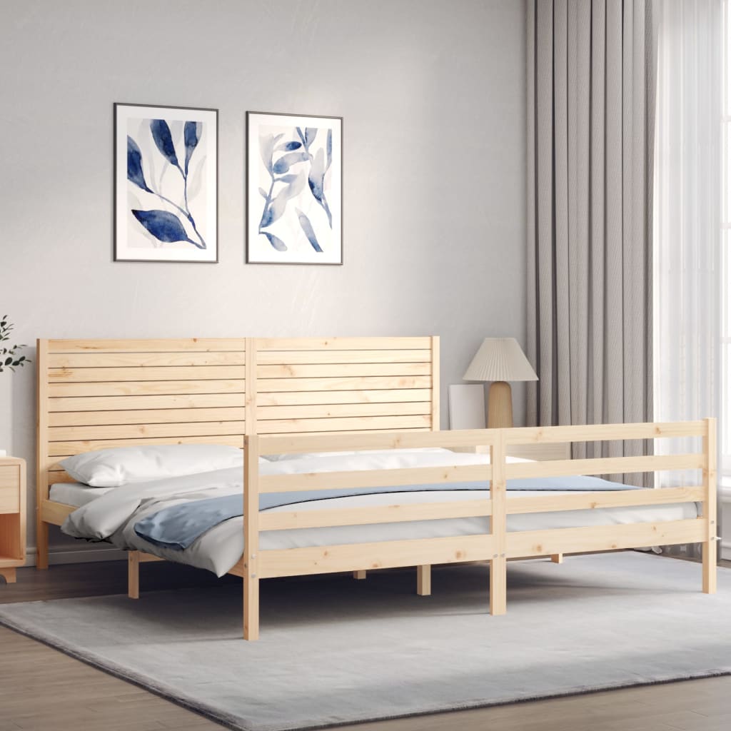 Estructura de cama de matrimonio con cabecero madera maciza vidaXL