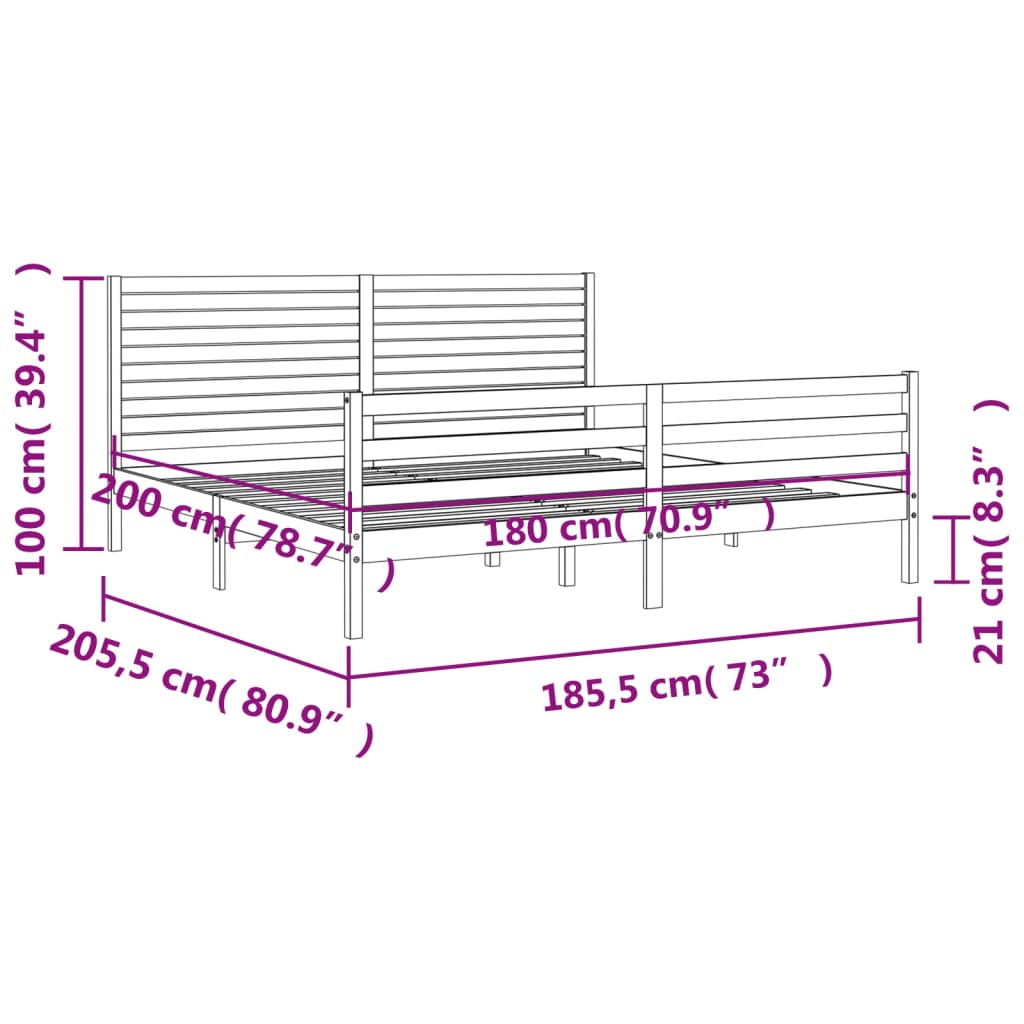 Estructura de cama de matrimonio con cabecero madera maciza - Vetonek