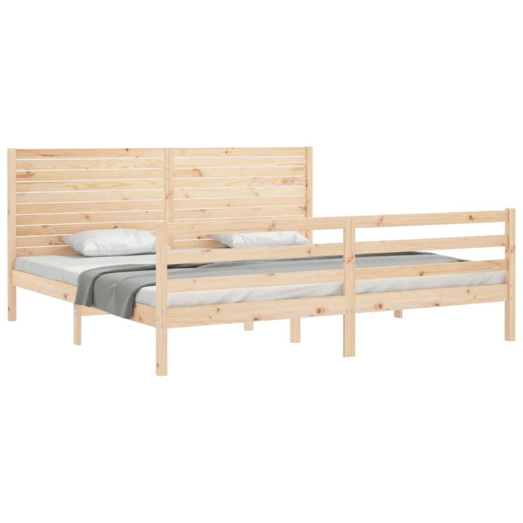 Estructura de cama de matrimonio con cabecero madera maciza vidaXL