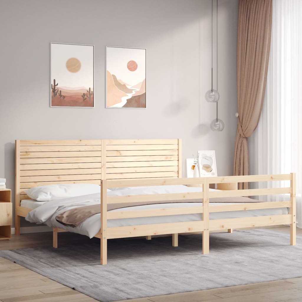 Estructura de cama de matrimonio con cabecero madera maciza vidaXL