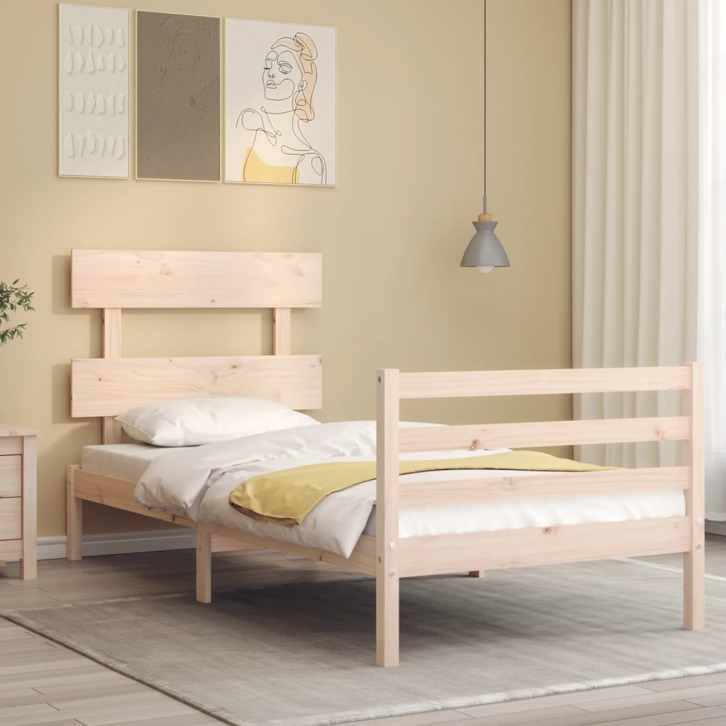 Vetonek Estructura de cama individual con cabecero madera maciza