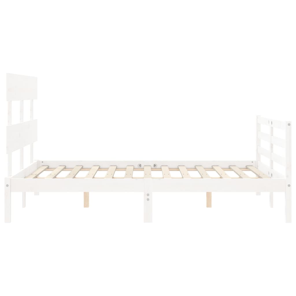 Estructura cama de matrimonio con cabecero madera maciza blanco vidaXL