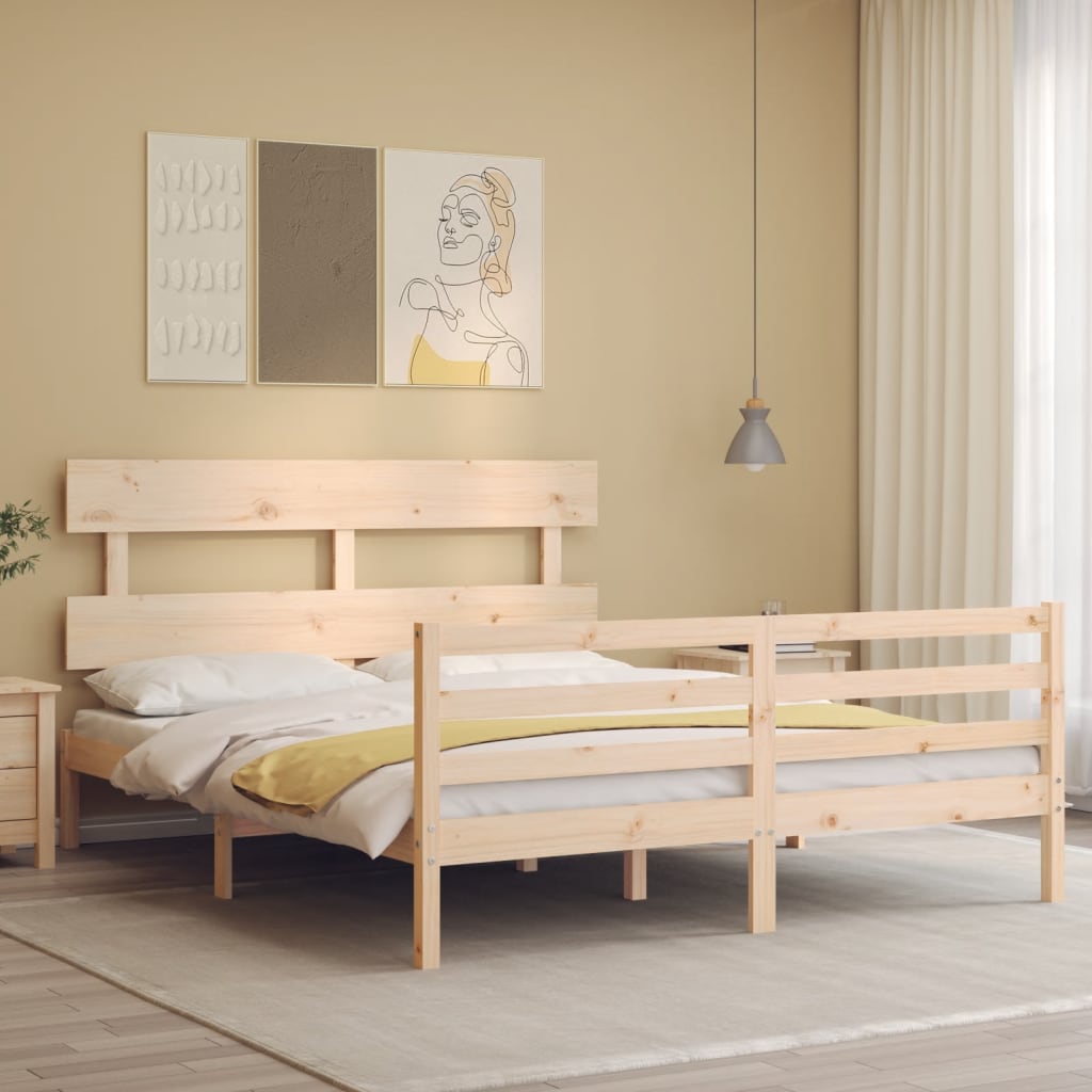 Vetonek Estructura de cama con cabecero madera maciza 160x200 cm