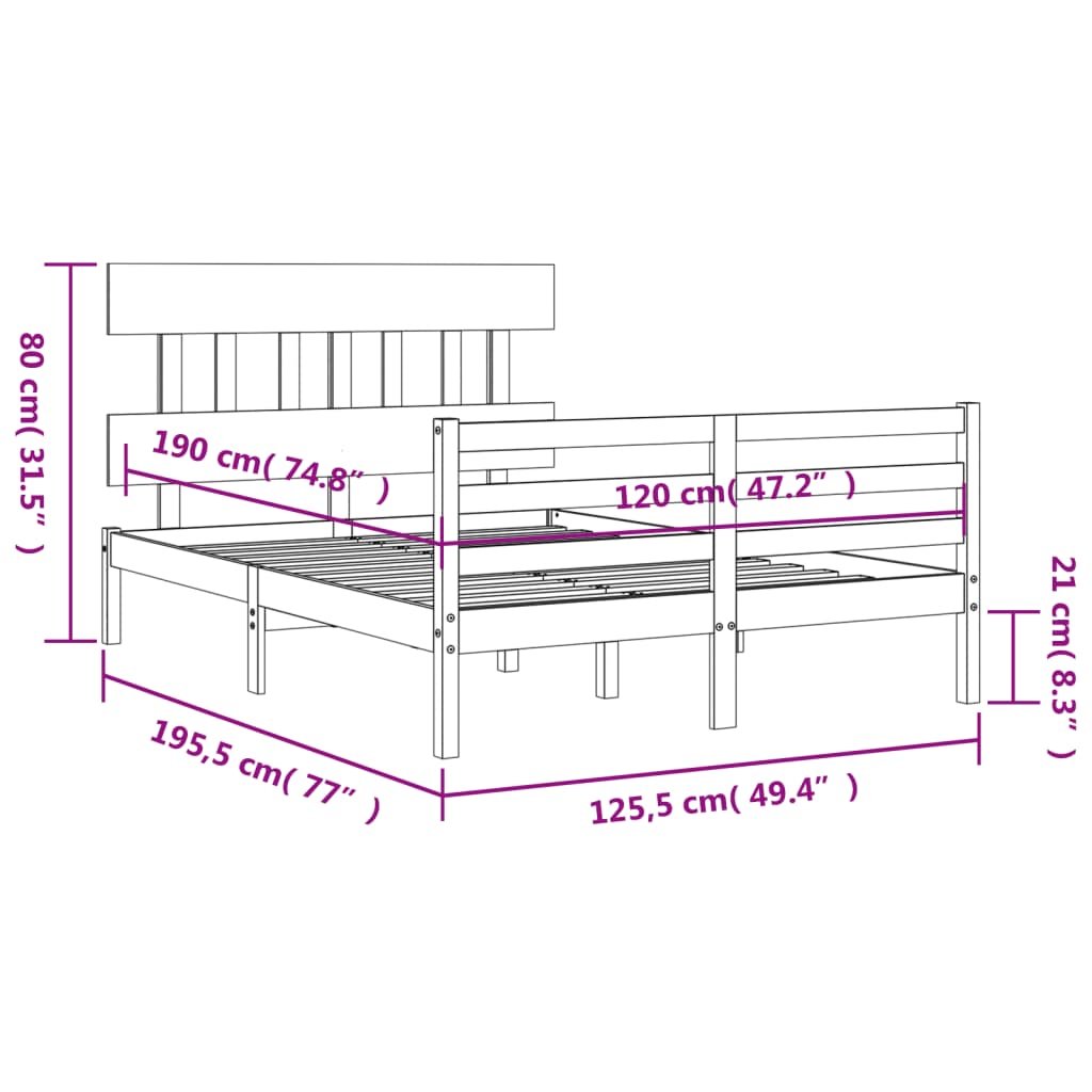 Estructura cama de matrimonio con cabecero madera maciza blanco vidaXL