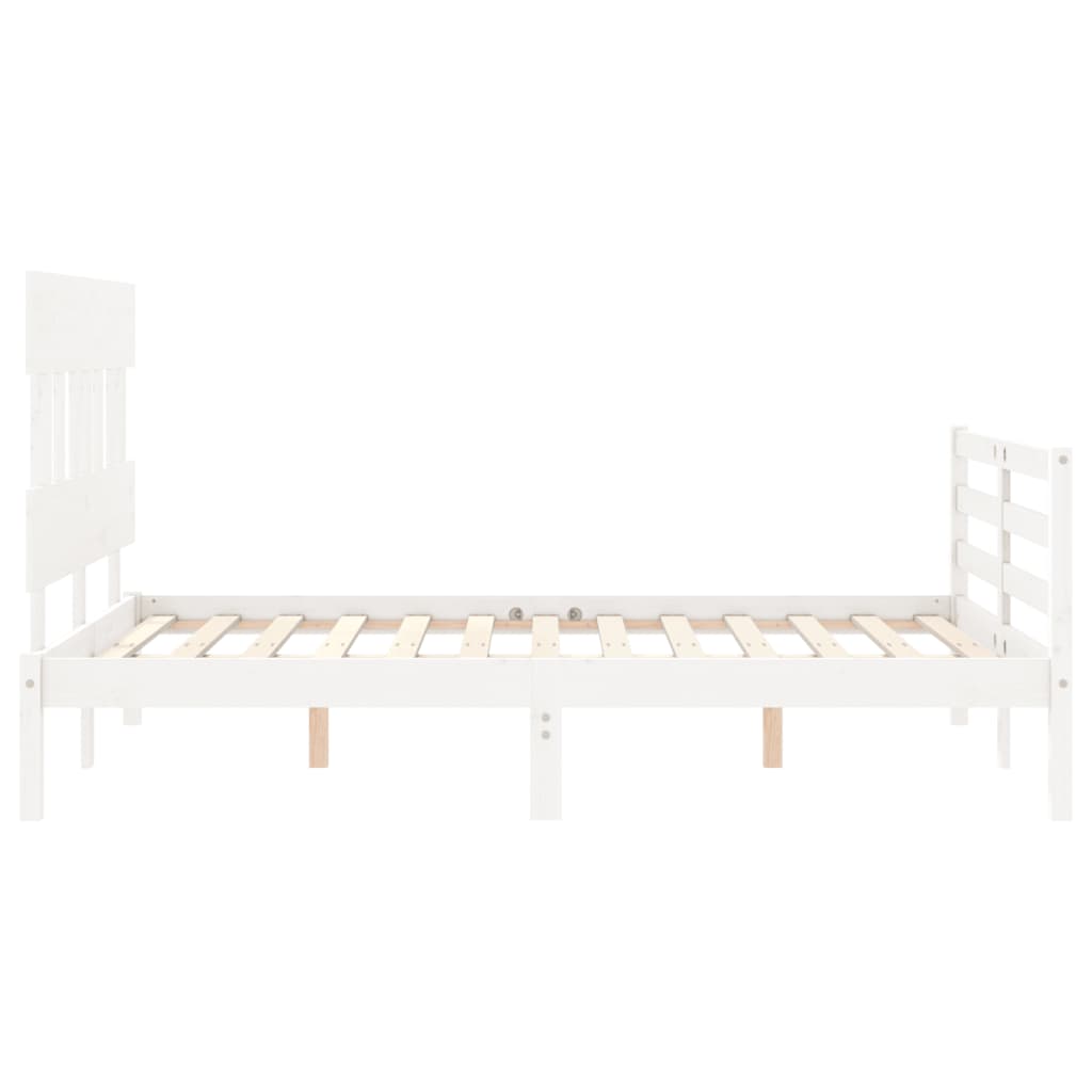 Estructura cama de matrimonio con cabecero madera maciza blanco vidaXL