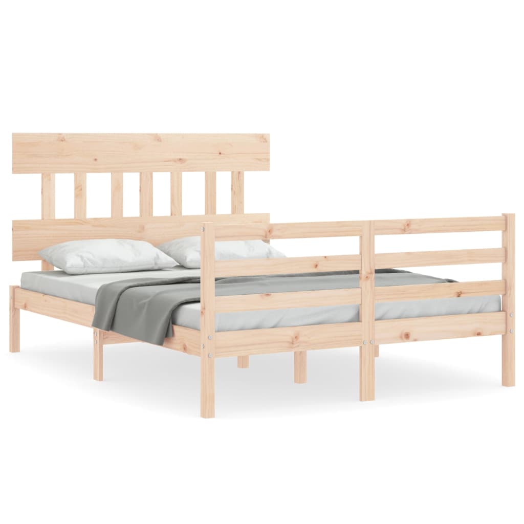 Estructura de cama de matrimonio con cabecero madera maciza vidaXL