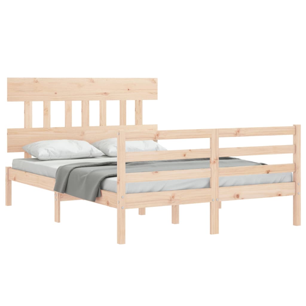 Estructura de cama de matrimonio con cabecero madera maciza vidaXL