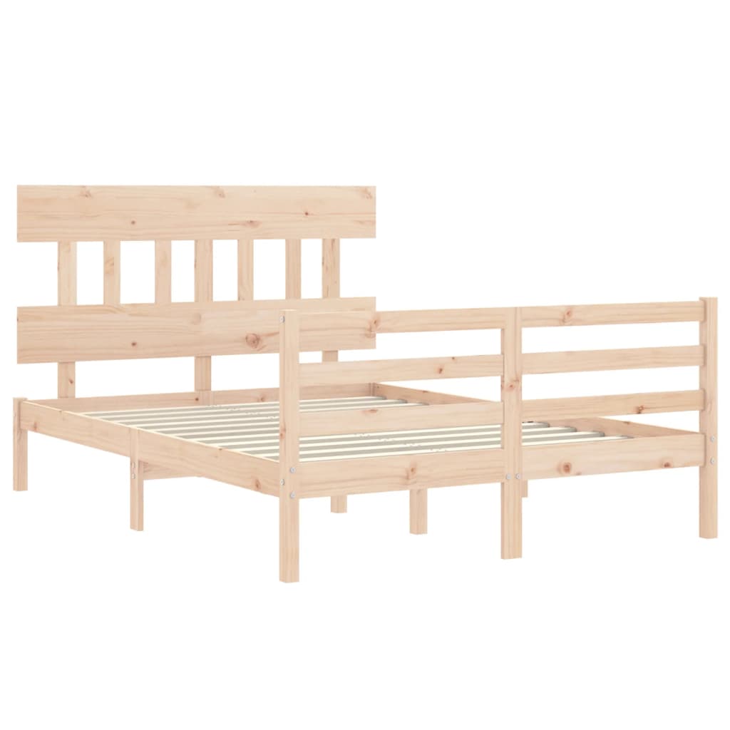 Estructura de cama de matrimonio con cabecero madera maciza vidaXL