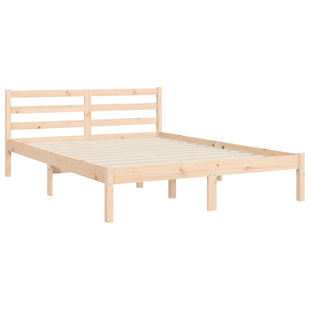 Estructura de cama de matrimonio con cabecero madera maciza vidaXL