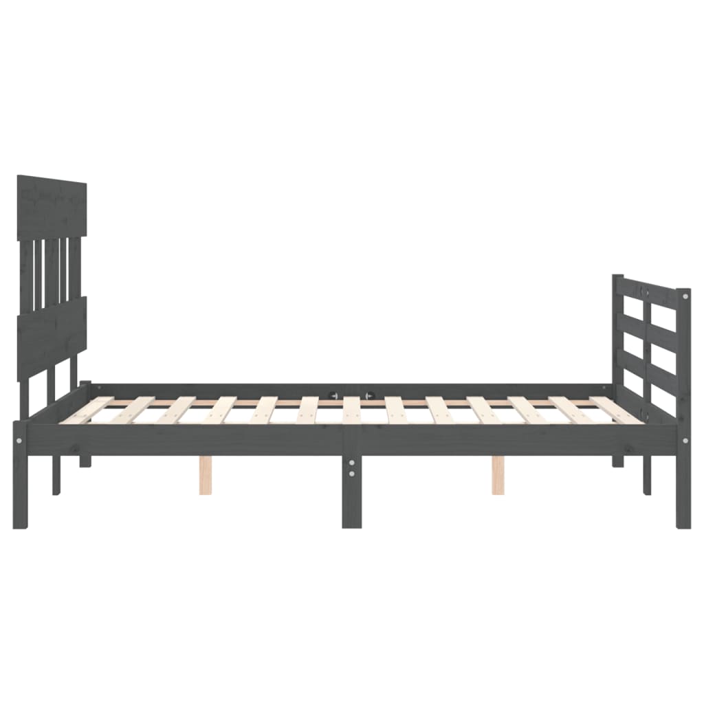 Estructura cama de matrimonio con cabecero madera maciza gris vidaXL