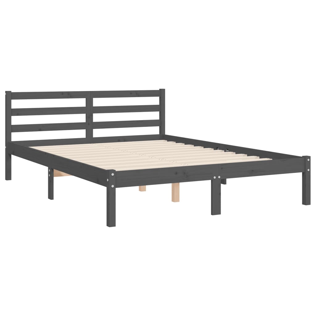 Estructura cama de matrimonio con cabecero madera maciza gris vidaXL