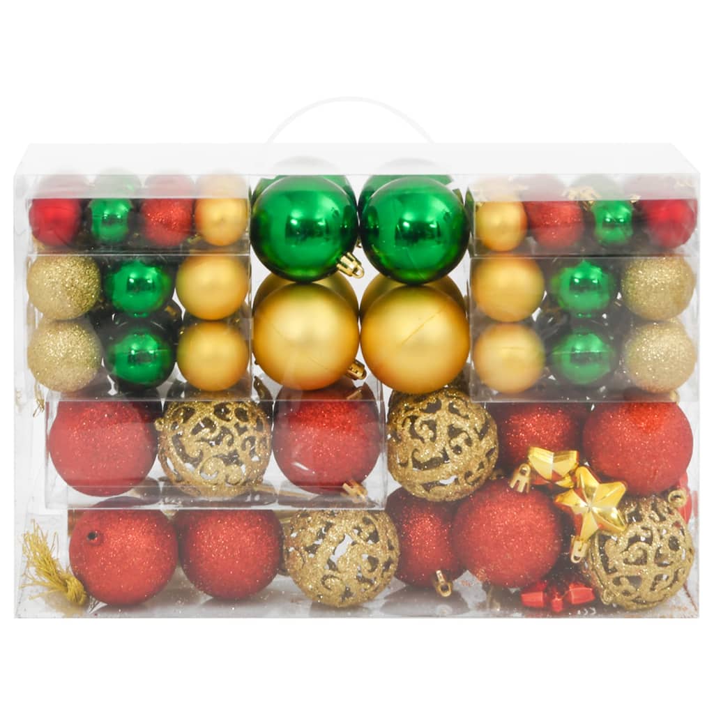 Juego de bolas Navidad 112 pzas poliestireno rojo/verde/dorado