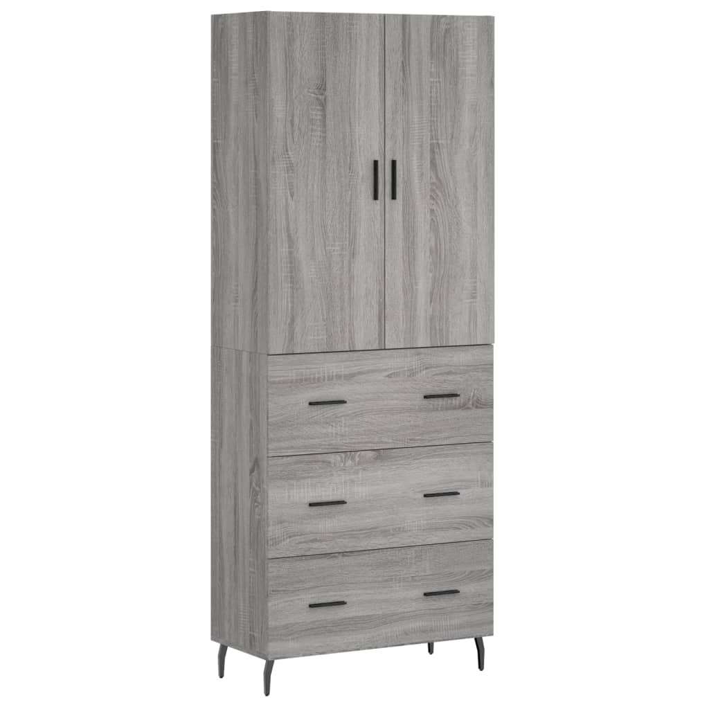 Aparador alto madera contrachapada gris sonoma 69,5x34x180 cm V1145 Vetonek