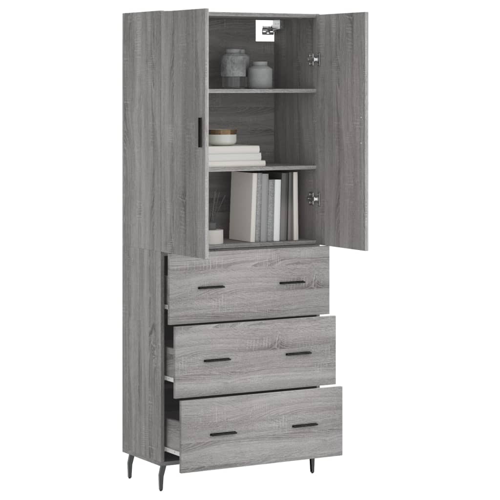 Aparador alto madera contrachapada gris sonoma 69,5x34x180 cm V1145 Vetonek