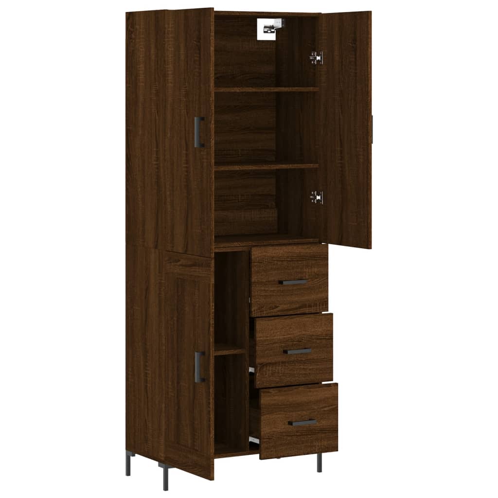 Aparador alto madera contrachapada marrón roble 69,5x34x180 cm V2678 Vetonek
