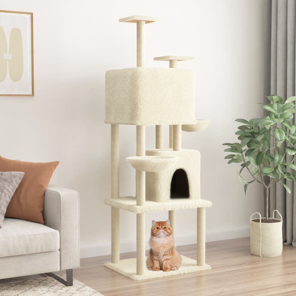 Vetonek Rascador para gatos con postes de sisal crema 180 cm